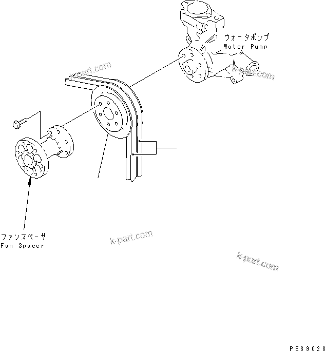 Komatsu parts book diagram for S4D95L-1L S/N 135080-UP: WATER PUMP PULLEY