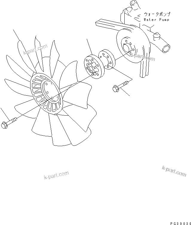 Komatsu parts book diagram for S4D95L-1L S/N 135080-UP: COOLING FAN (10-BLADE TYPE)