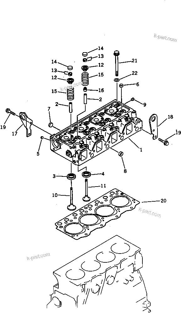 Komatsu parts book diagram for S4D95L-1A-C S/N 48797-UP: CYLINDER HEAD