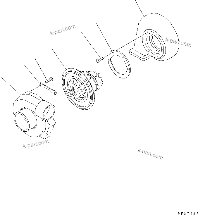 Komatsu parts book diagram for S4D95L-1A-C S/N 48797-UP: TURBOCHARGER (EXCEPT JAPAN)
