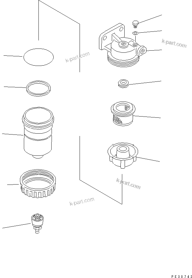 Komatsu parts book diagram for S4D95L-1A-C S/N 48797-UP: WATER SEPARATOR (EXCEPT JAPAN)(#59654-)