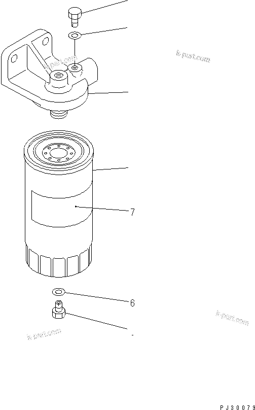 Komatsu parts book diagram for S4D95L-1A-C S/N 48797-UP: ADDITIONAL FUEL FILTER (EXCEPT JAPAN)(#59654-)
