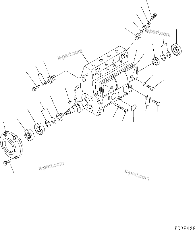 Komatsu parts book diagram for S4D95L-1A-C S/N 48797-UP: FUEL INJECTION PUMP (PUMP) (1/2) (EXCEPT JAPAN)