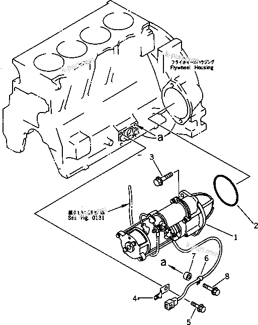 Komatsu parts book diagram for S4D95L-1A-C S/N 48797-UP: STARTING MOTOR AND MOUNTING (5.5KW)