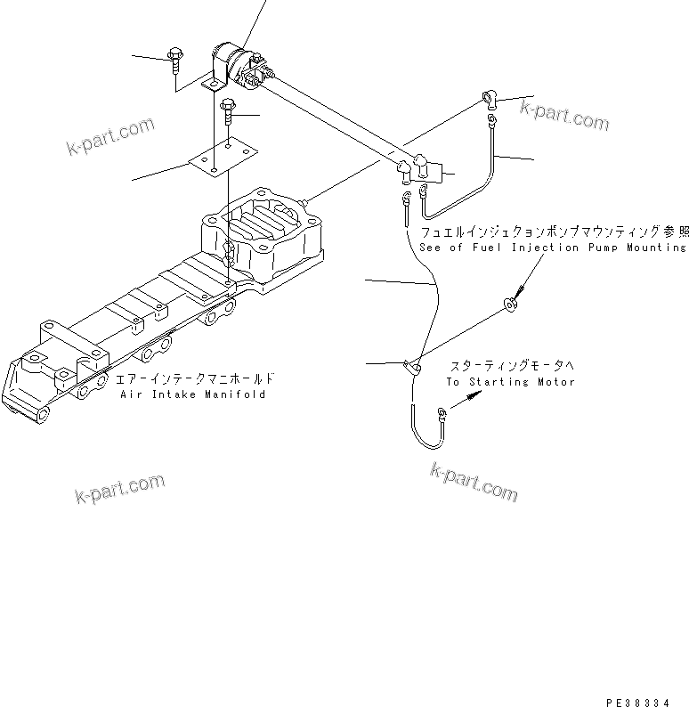 Komatsu parts book diagram for S4D95L-1N S/N 135080-UP: HEATER SWITCH