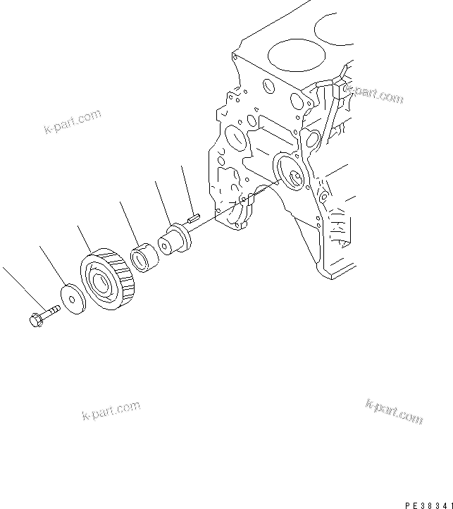 Komatsu parts book diagram for S4D95L-1N S/N 135080-UP: IDLER GEAR