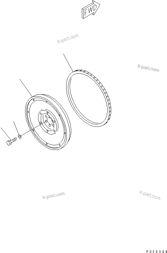 Komatsu parts book diagram for S4D95L-1N S/N 135080-UP: FLYWHEEL