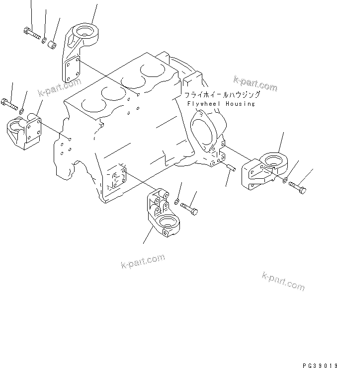 Komatsu parts book diagram for S4D95L-1N S/N 135080-UP: ENGINE MOUNTING