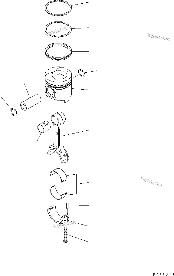 Komatsu parts book diagram for S4D95L-1N S/N 135080-UP: PISTON