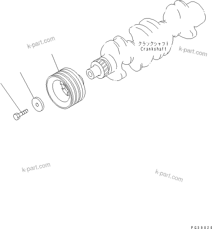 Komatsu parts book diagram for S4D95L-1N S/N 135080-UP: CRANK PULLEY