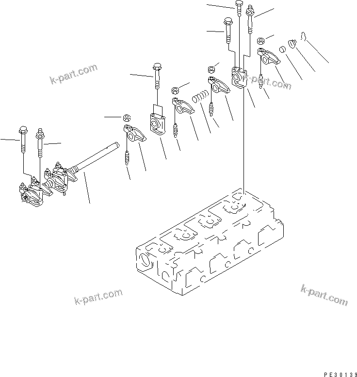 Komatsu parts book diagram for S4D95L-1N S/N 135080-UP: ROCKER ARM