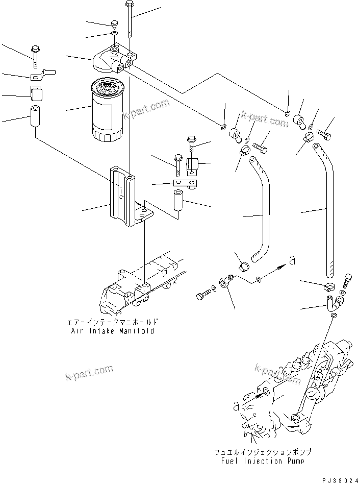 Komatsu parts book diagram for S4D95L-1N S/N 135080-UP: FUEL FILTER