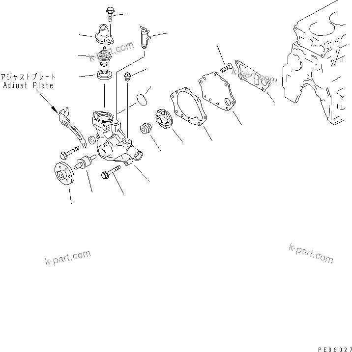 Komatsu parts book diagram for S4D95L-1N S/N 135080-UP: WATER PUMP