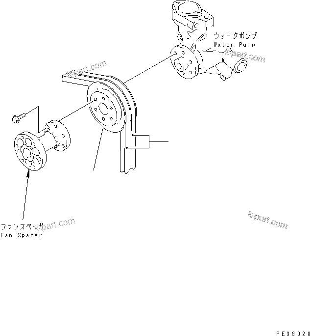 Komatsu parts book diagram for S4D95L-1N S/N 135080-UP: WATER PUMP PULLEY
