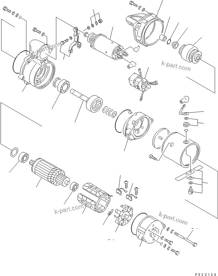 Komatsu parts book diagram for S4D95L-1N S/N 135080-UP: STARTING MOTOR (5.5KW) (INNER PARTS)