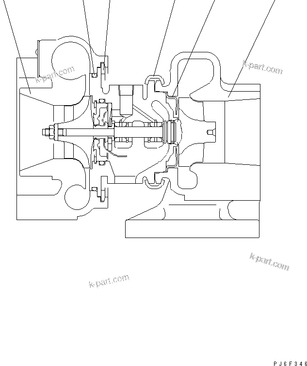 Komatsu parts book diagram for S4D95LE-3C-2M S/N 100001-UP: TURBOCHARGER (INNER PARTS)(#102014-)