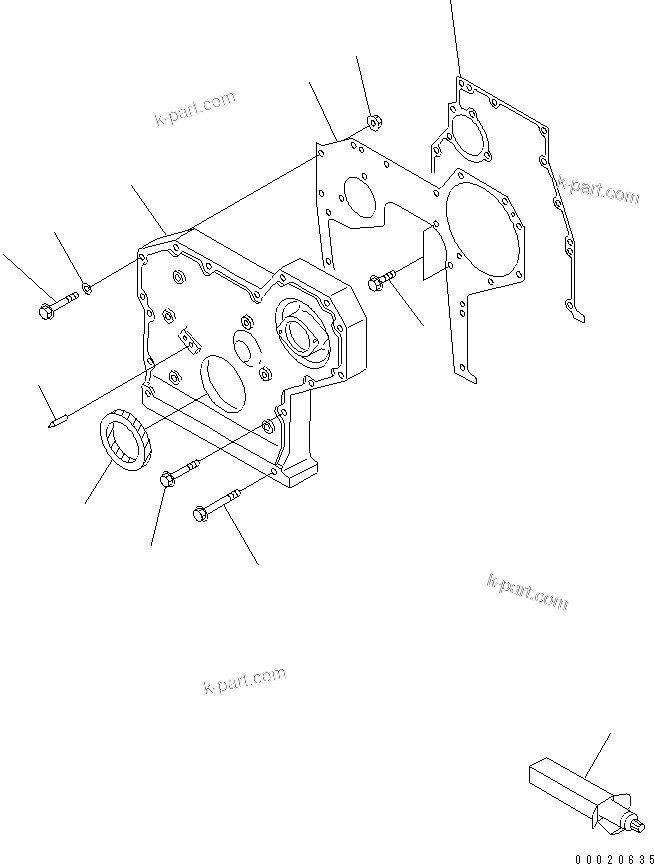 Komatsu parts book diagram for S4D95LE-3C-2M S/N 100001-UP: FRONT COVER(#102014-)