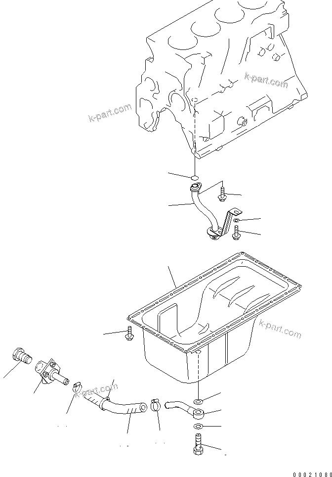 Komatsu parts book diagram for S4D95LE-3C-2M S/N 100001-UP: OIL PAN AND SUCTION TUBE(#102079-)
