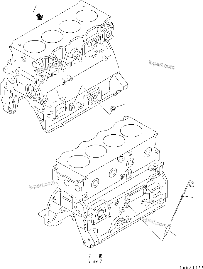 Komatsu parts book diagram for S4D95LE-3C-2M S/N 100001-UP: OIL LEVEL GAUGE(#102079-)