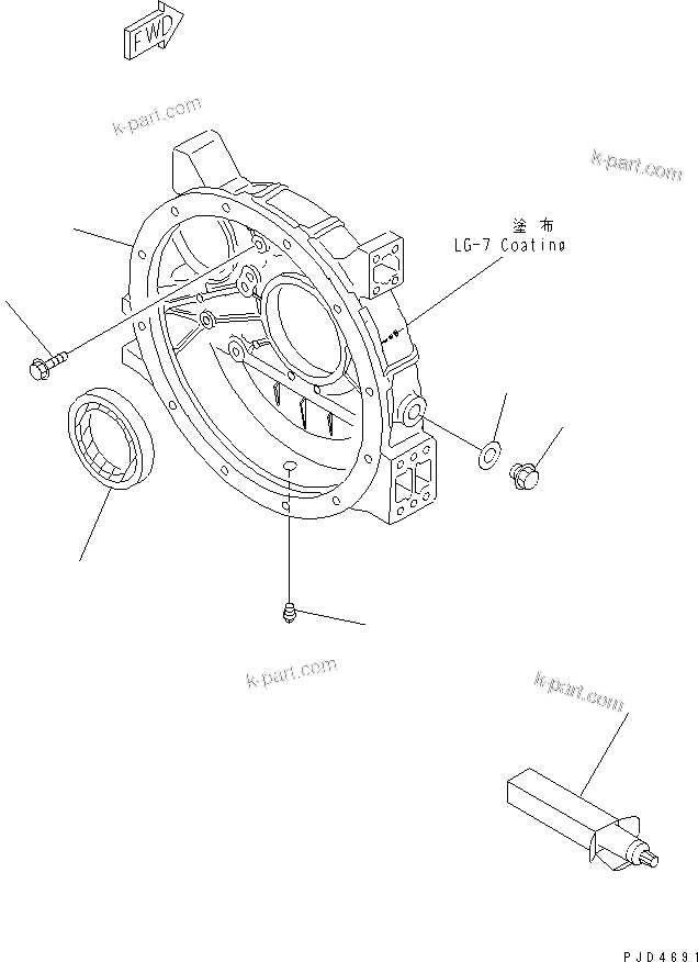 Komatsu parts book diagram for S4D95LE-3C-2M S/N 100001-UP: FLYWHEEL HOUSING(#102014-102755)
