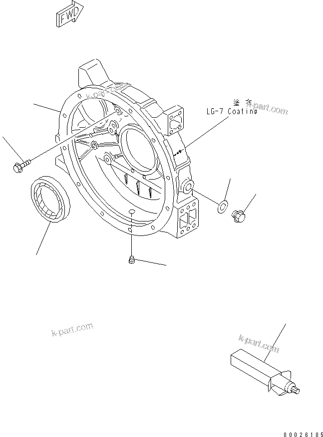 Komatsu parts book diagram for S4D95LE-3C-2M S/N 100001-UP: FLYWHEEL HOUSING(#102756-)