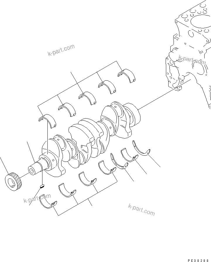 Komatsu parts book diagram for S4D95LE-3C-2M S/N 100001-UP: CRANKSHAFT(#102014-)