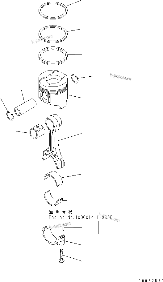 Komatsu parts book diagram for S4D95LE-3C-2M S/N 100001-UP: PISTON