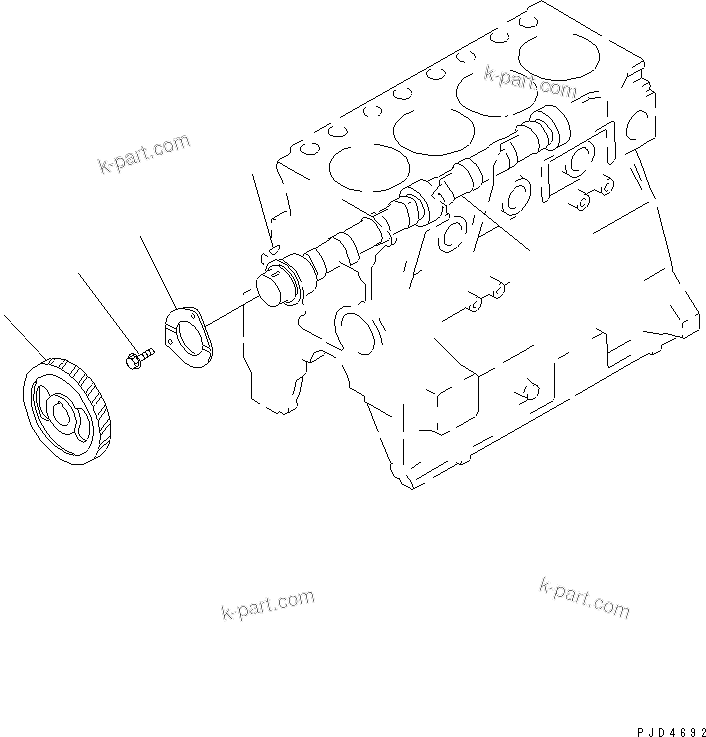 Komatsu parts book diagram for S4D95LE-3C-2M S/N 100001-UP: CAMSHAFT AND GEAR