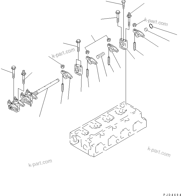 Komatsu parts book diagram for S4D95LE-3C-2M S/N 100001-UP: ROCKER ARM