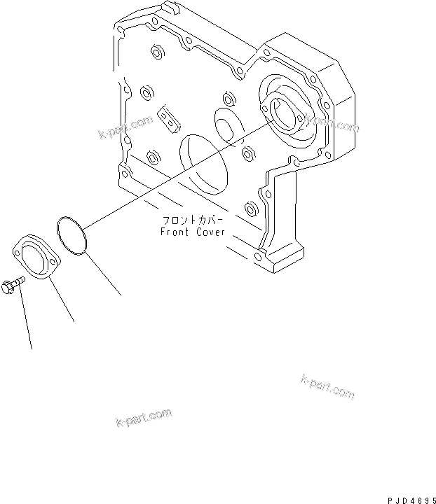 Komatsu parts book diagram for S4D95LE-3C-2M S/N 100001-UP: TACHO DRIVE COVER