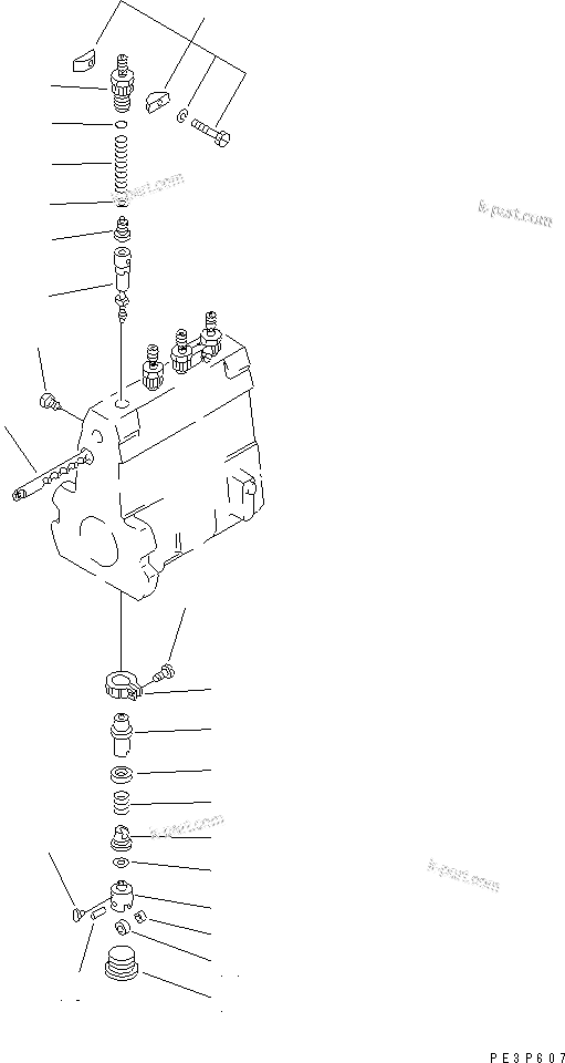 Komatsu parts book diagram for S4D95LE-3C-2M S/N 100001-UP: FUEL INJECTION PUMP (PUMP) (2/2) (INNER PARTS)(#102079-)