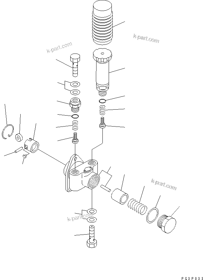 Komatsu parts book diagram for S4D95LE-3C-2M S/N 100001-UP: FUEL INJECTION PUMP (FEED PUMP) (INNER PARTS)(#102079-)