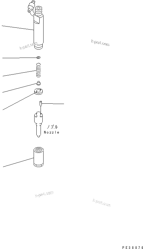Komatsu parts book diagram for S4D95LE-3C-2M S/N 100001-UP: NOZZLE HOLDER (INNER PARTS)(#102014-)