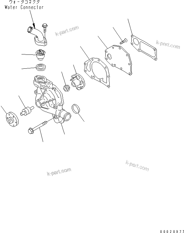 Komatsu parts book diagram for S4D95LE-3C-2M S/N 100001-UP: WATER PUMP(#102014-)