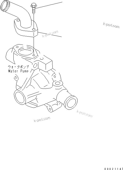 Komatsu parts book diagram for S4D95LE-3C-2M S/N 100001-UP: WATER CONNECTOR (OUTLET)(#102014-)