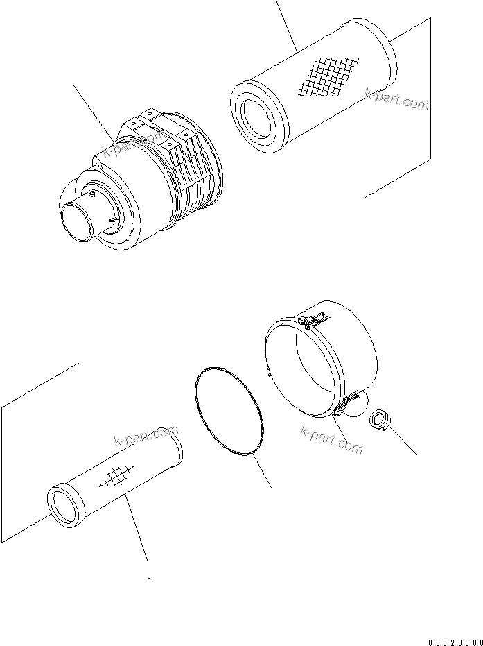 Komatsu parts book diagram for S4D95LE-3C-2M S/N 100001-UP: AIR CLEANER(#102079-)