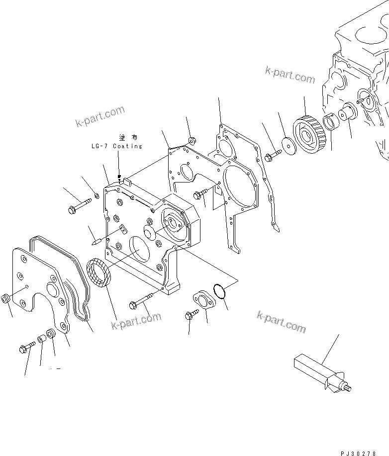Komatsu parts book diagram for S4D95L-1F S/N 48811-UP: FRONT COVER AND GEAR