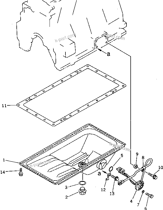 Komatsu parts book diagram for S4D95L-1F S/N 48811-UP: OIL PAN(#67403-)