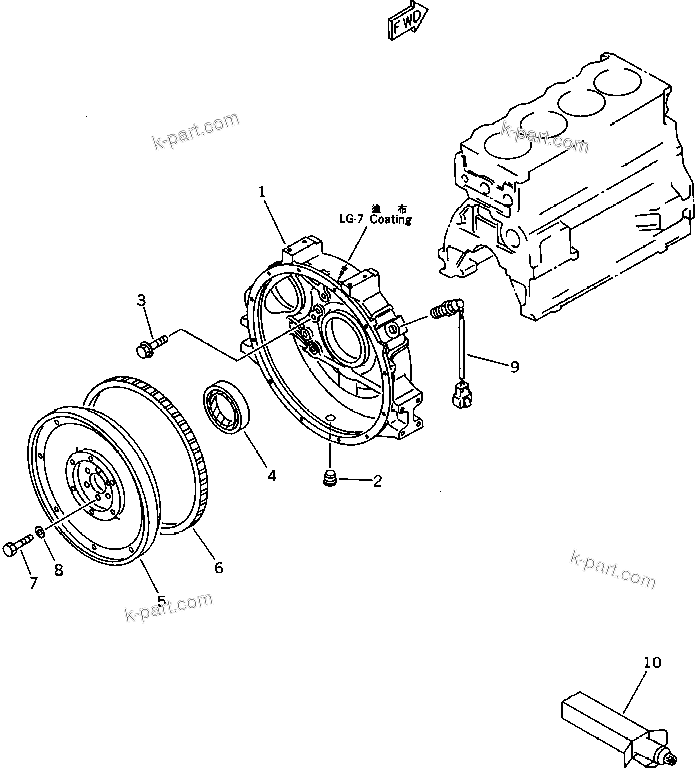Komatsu parts book diagram for S4D95L-1F S/N 48811-UP: FLYWHEEL AND FLYWHEEL HOUSING