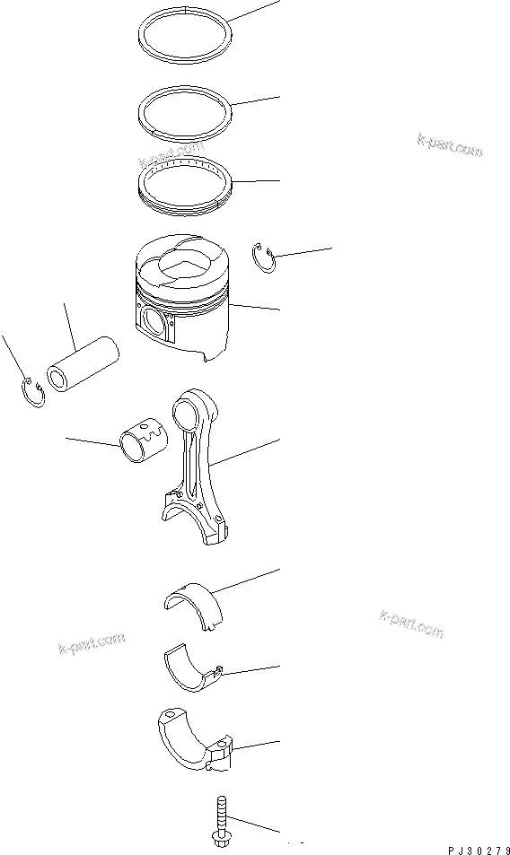 Komatsu parts book diagram for S4D95L-1F S/N 48811-UP: PISTON AND CONNECTING ROD