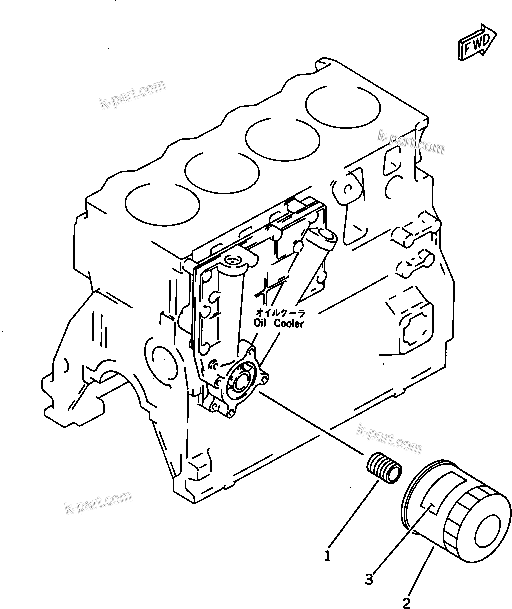 Komatsu parts book diagram for S4D95L-1F S/N 48811-UP: LUBRICATING OIL FILTER