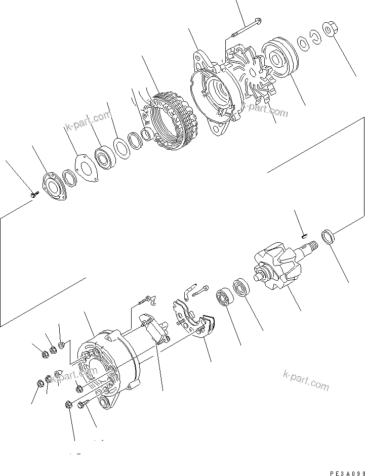 Komatsu parts book diagram for S4D95L-1F S/N 48811-UP: ALTERNATOR (25A)