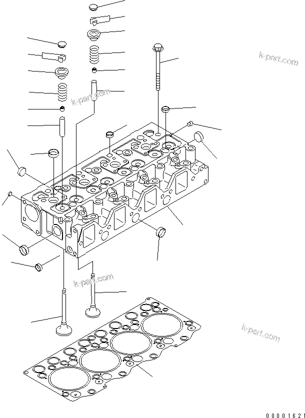 Komatsu parts book diagram for S4D95LE-3A-2 S/N 100001-UP: CYLINDER HEAD