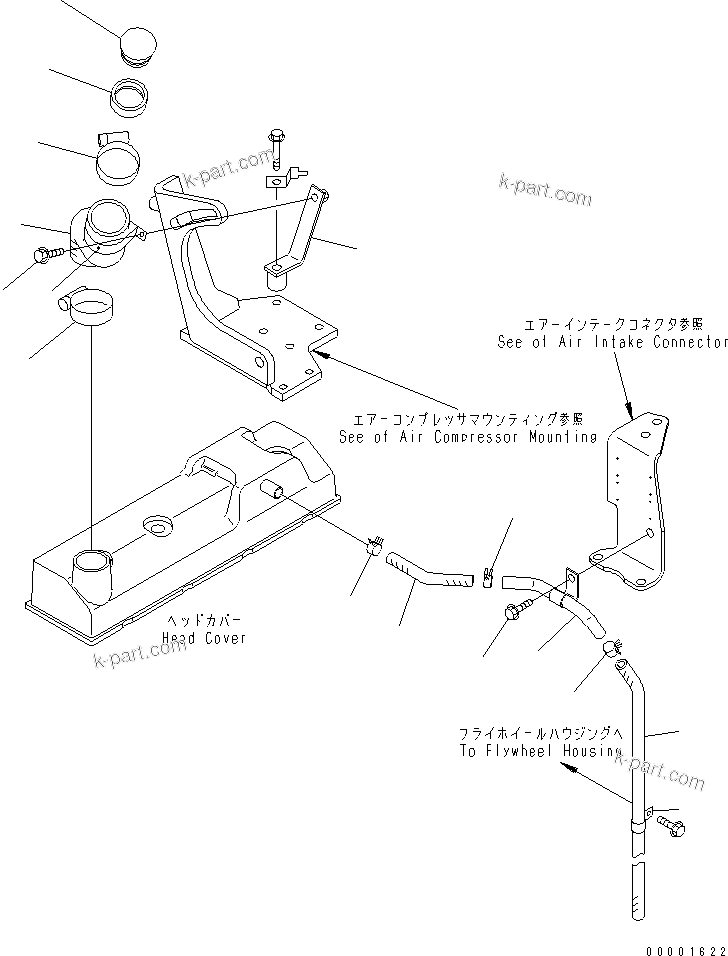 Komatsu parts book diagram for S4D95LE-3A-2 S/N 100001-UP: HEAD COVER RELATED PARTS