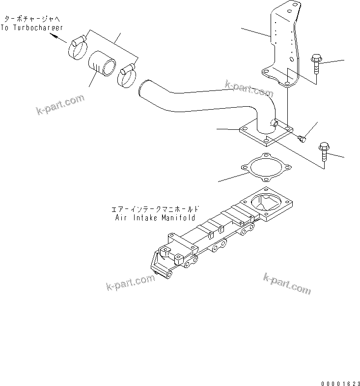 Komatsu parts book diagram for S4D95LE-3A-2 S/N 100001-UP: AIR INTAKE CONNECTOR