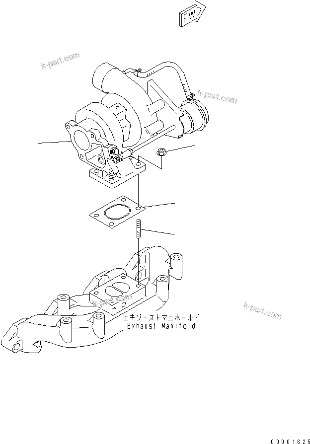 Komatsu parts book diagram for S4D95LE-3A-2 S/N 100001-UP: TURBOCHARGER