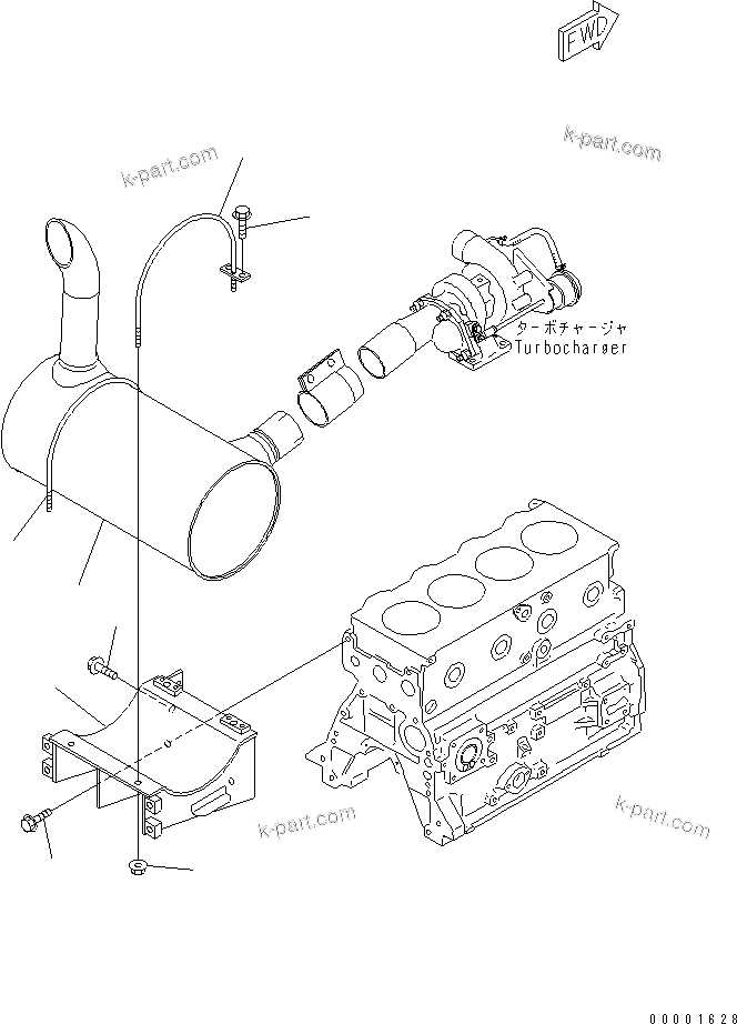 Komatsu parts book diagram for S4D95LE-3A-2 S/N 100001-UP: MUFFLER