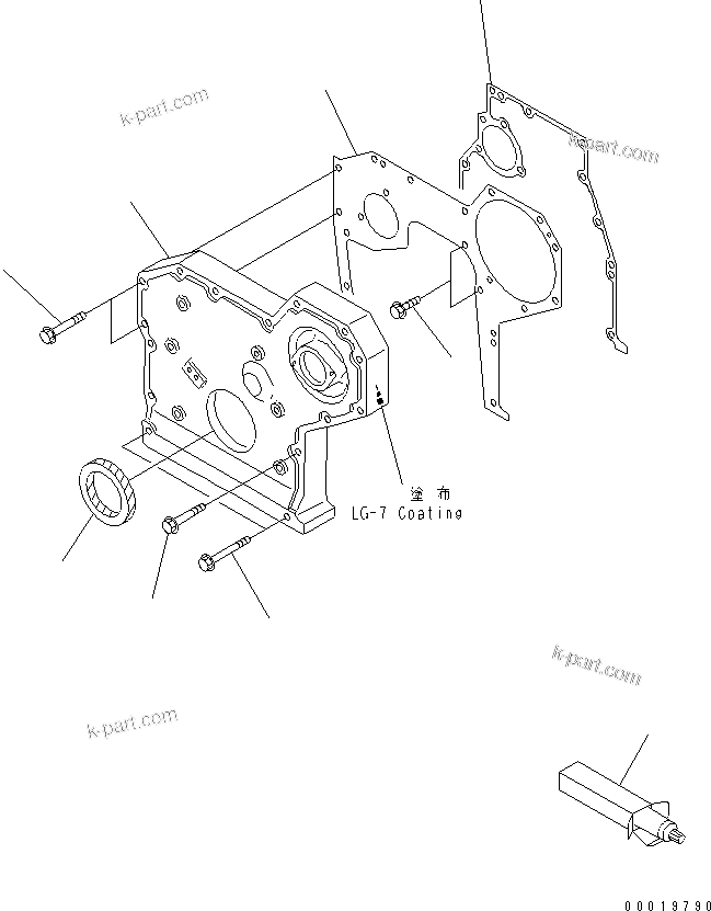 Komatsu parts book diagram for S4D95LE-3A-2 S/N 100001-UP: FRONT COVER (FOR 35A ALTERNATOR)(#100164-)