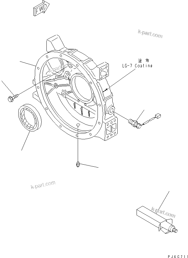 Komatsu parts book diagram for S4D95LE-3A-2 S/N 100001-UP: FLYWHEEL HOUSING