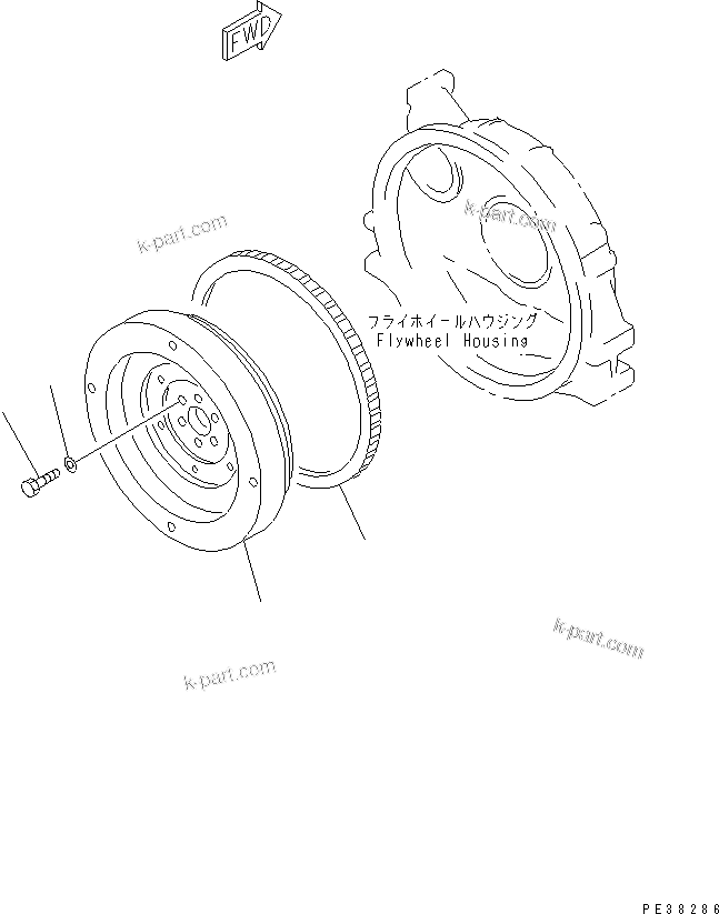 Komatsu parts book diagram for S4D95LE-3A-2 S/N 100001-UP: FLYWHEEL